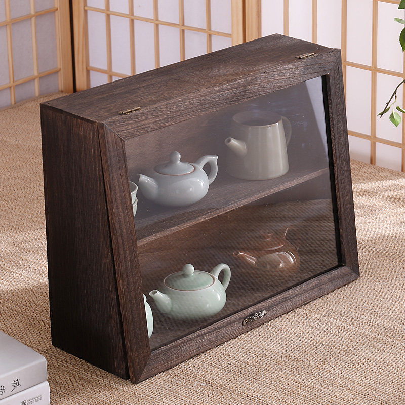 实木双层b茶杯收纳架茶壶架茶具置物柜防尘摆件展示架茶道零配茶,收纳整理,桌面收纳盒,淘宝优惠券,粉丝福利购,淘宝优惠卷