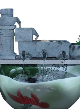 养鱼增氧过滤器陶瓷鱼缸流水生财B创意摆件室内外鱼池循环流水造