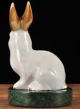 彩铜福兔摆件生肖兔中式摆设家居客厅电视柜装饰V品乔迁开业礼品