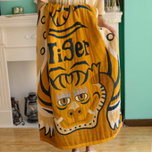 老虎浴巾男款 纱i布全棉大尺寸纯棉裹巾家用卫生间洗澡吸水新款