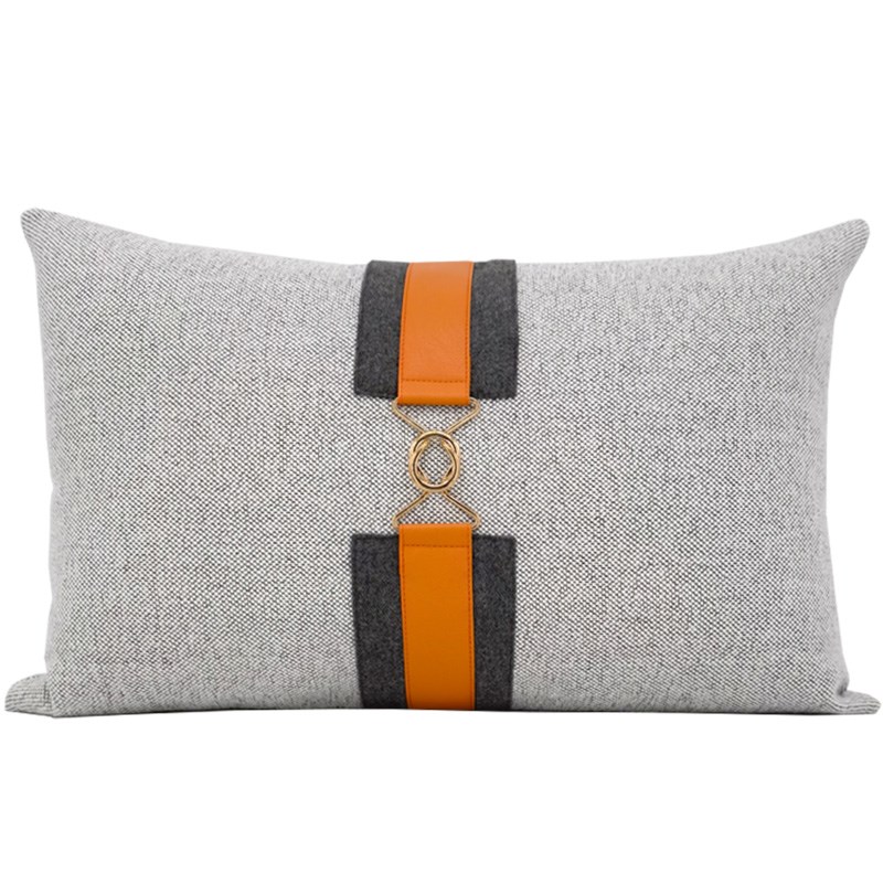 轻奢样板房设计i师沙发田园风棉麻面料原木配搭抱枕靠垫编织工艺