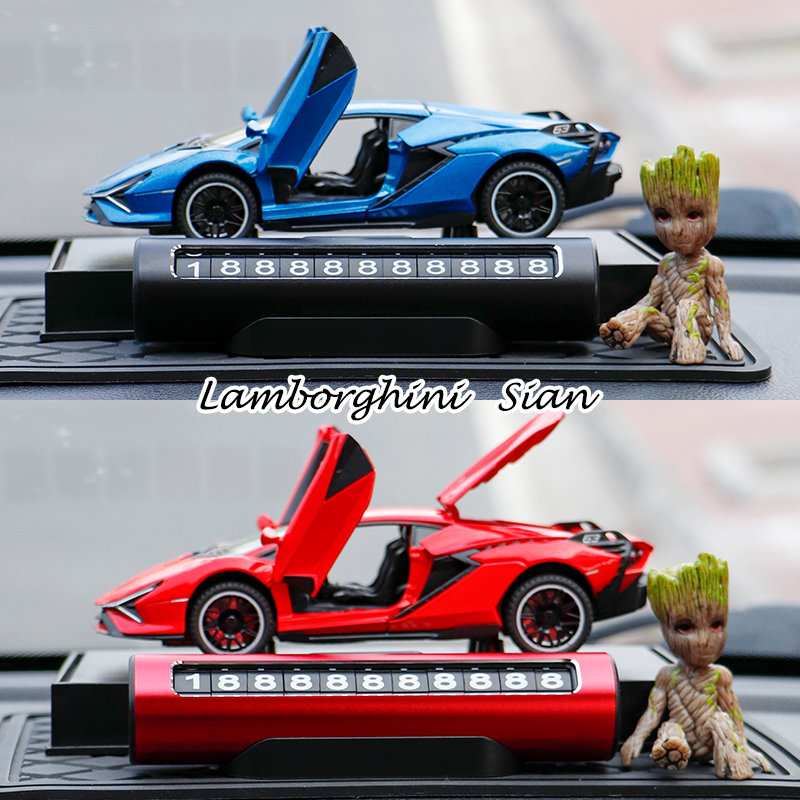 汽车临时停车牌挪移车电话号码卡金E属合金车创意车内车载摆件用