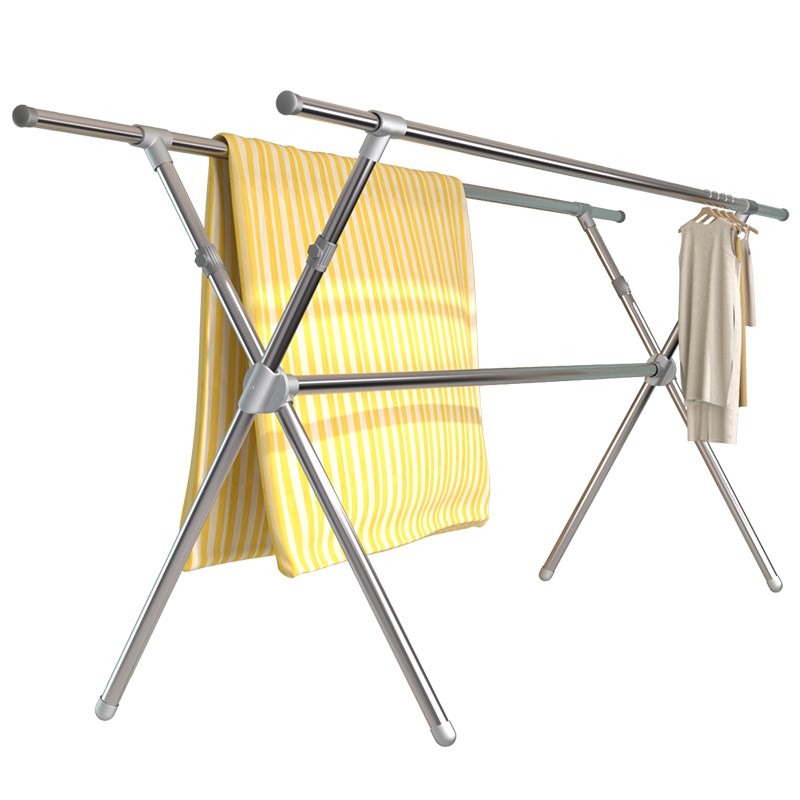 晾衣架落地折叠家用阳台不锈钢X型凉G晒衣架伸缩杆室外晒被子神器