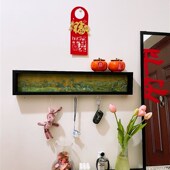 千里江山图创意入户门玄关钥w匙收纳挂架进门墙面挂钩装 饰画置物
