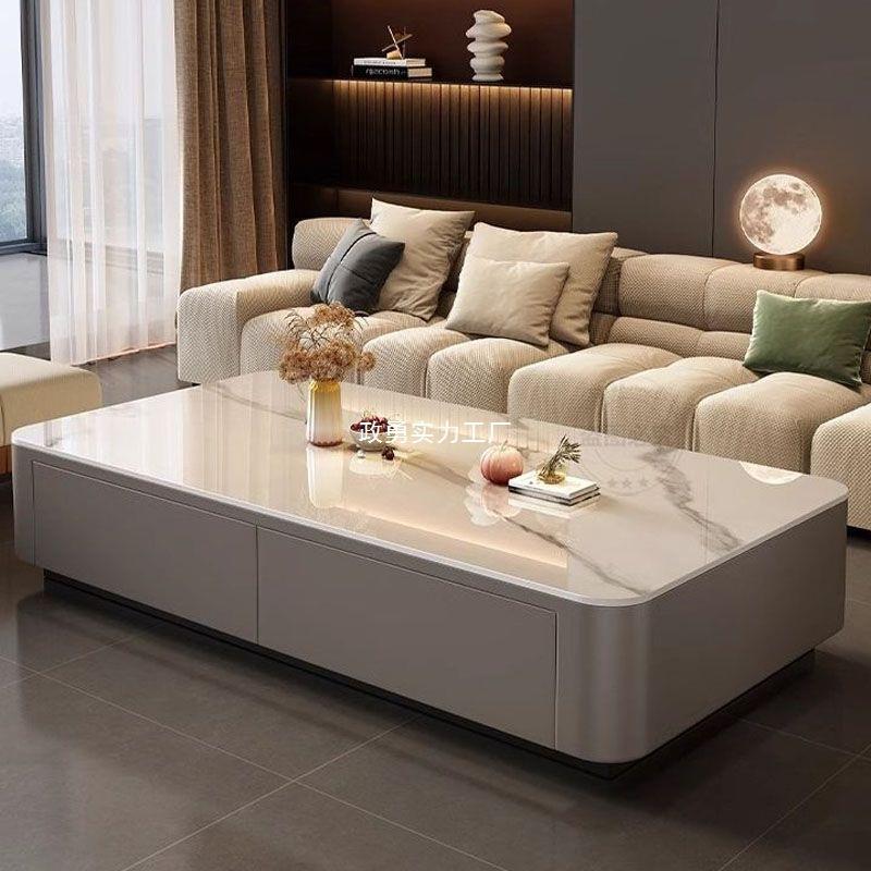 茶几客厅家用2025新款感轻奢网红长方形岩板茶几简约现代