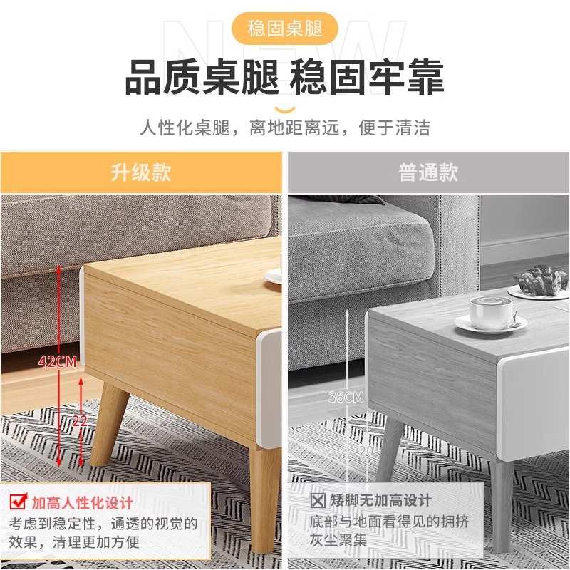 茶几客厅家用新款小户型沙发茶台简约现代出租屋用实木腿阳台茶桌