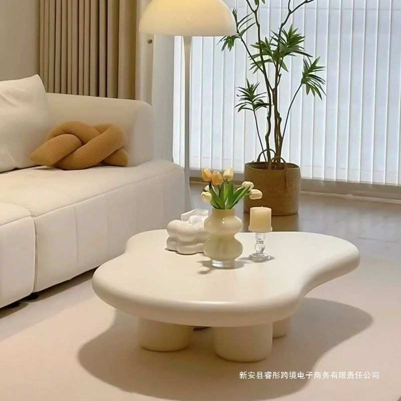 云朵茶几客厅家用小户型奶油风网简约北欧现代桌子带抽屉网红轻奢
