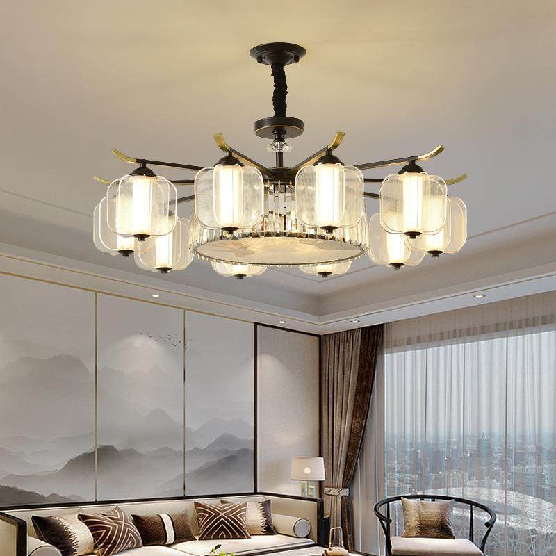 新中式吊灯客厅餐厅灯轻奢水晶灯具中国风卧室书房灯吸吊两用灯饰