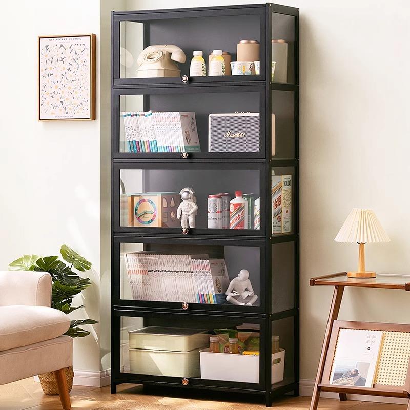 书架书柜置物架带柜门储物柜一体格子柜展示柜落地多层客厅置物柜
