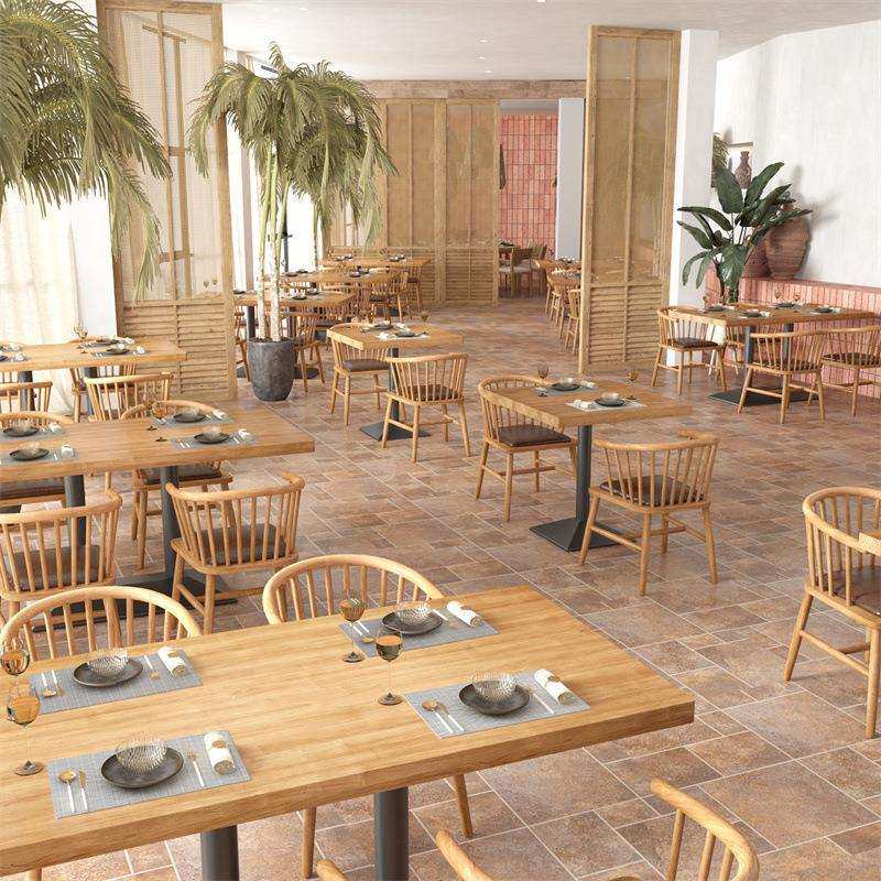 简约休闲咖啡厅桌椅长方形四方桌子网红餐厅料理店4人6人实木餐桌