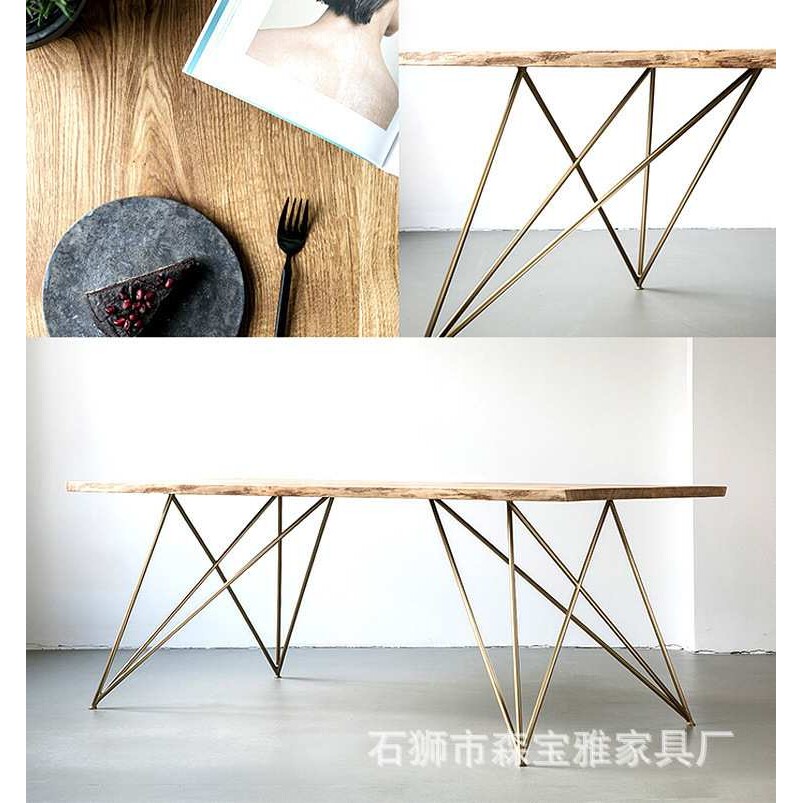 北欧简约实木餐桌铁艺桌子休闲餐吧咖啡厅奶茶店桌椅组合北欧风