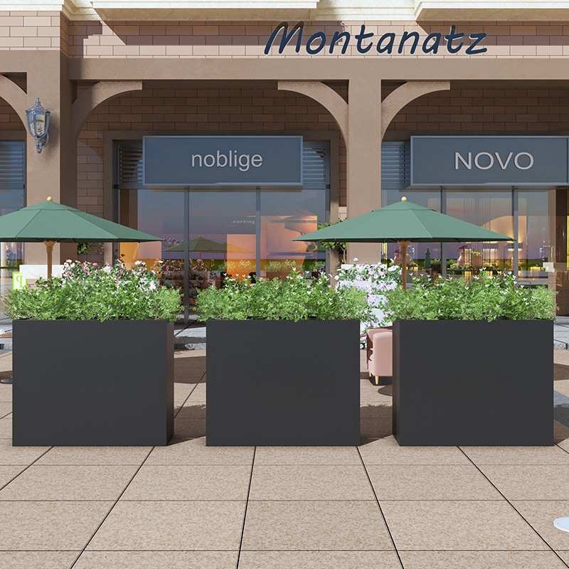 不锈钢花箱户外庭院花坛围栏商业街广场花槽奶茶店花盆铁艺隔断墙