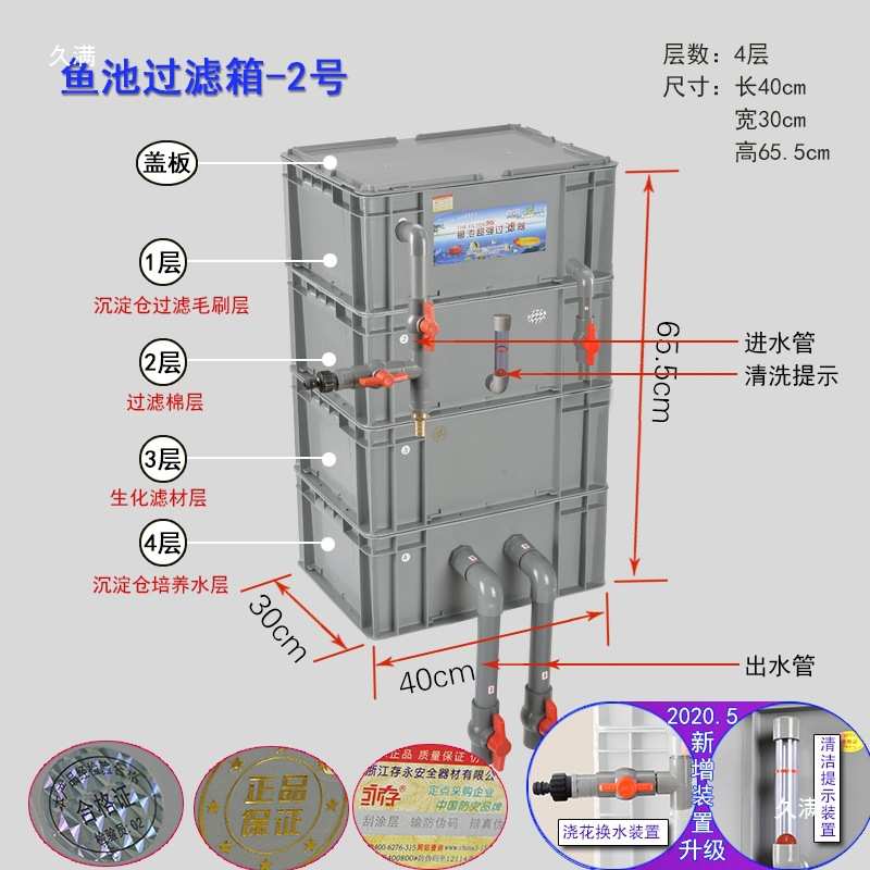2号带沉淀仓鱼池缸过滤器观赏鱼金鱼乌龟锦鲤周转箱滴流上置滴盒