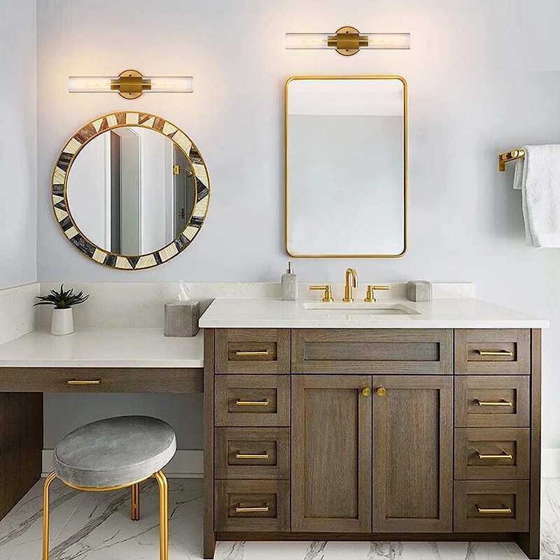 跨境热卖北欧简约铜色壁灯梳妆台浴室柜镜前灯床头电视背景壁灯