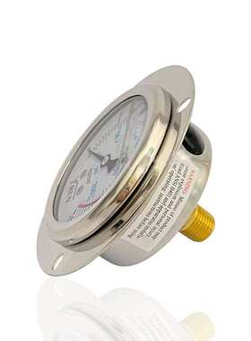 供应YRUN压力表不锈钢轴向带前边耐震充油YBN63ZT 150kg 2000psi