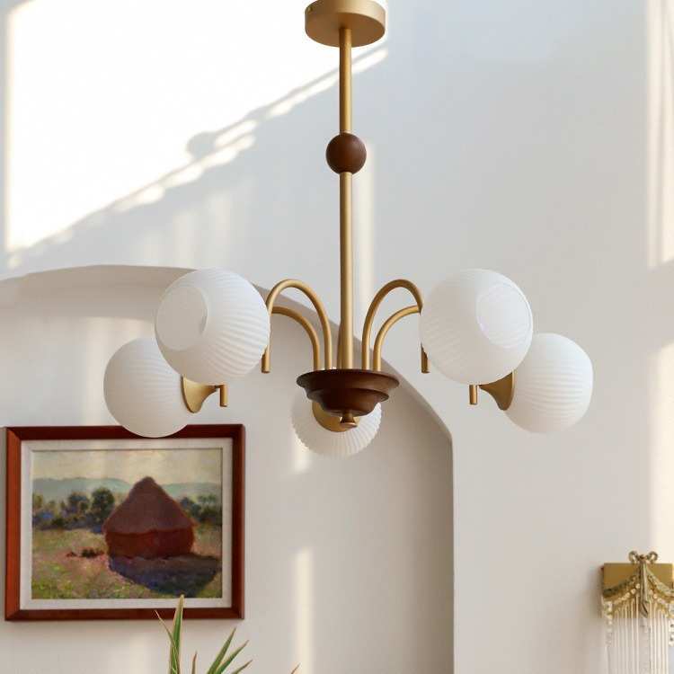 中古vintage卧室吊灯奶油风法式复古温馨浪漫设计师客厅造型灯具