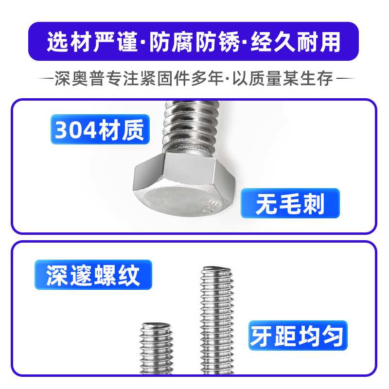 【232pcs]304不锈钢美制外六角盒装螺丝 螺母弹垫圈套装1/4 3/8