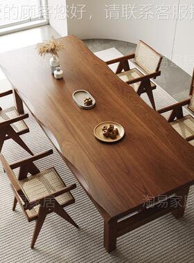 全实组木创意餐桌椅合北欧原木工作台家用吃桌餐书26998一长体饭