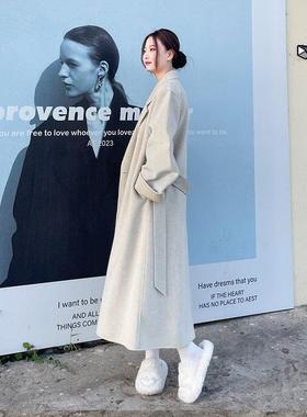 白色双面羊绒大衣女长版2025年新款高级感秋冬高个子羊毛呢子外套