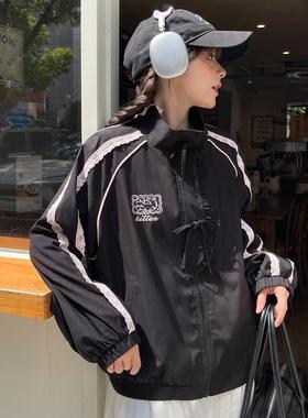 森女部落甜美风蕾丝拼接设计感外套女2025新款宽松显瘦百搭上衣秋