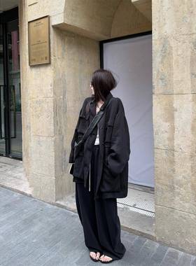 superniniyy 松弛调性ins风衣宽松百搭多口袋中长款休闲工装外套