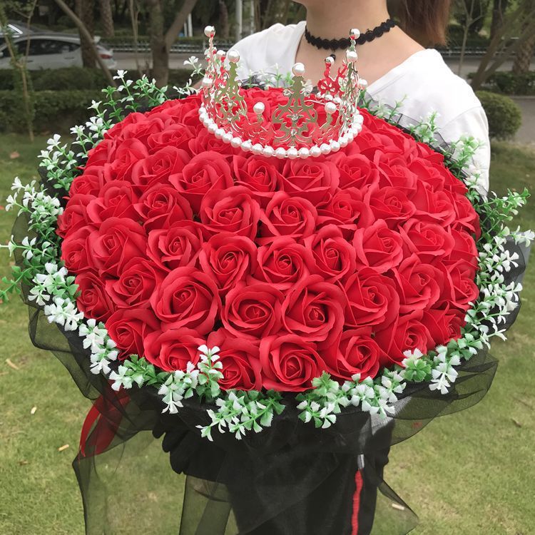 999朵玫瑰花束花表白订婚520走心礼品鲜花香皂花送女友结婚