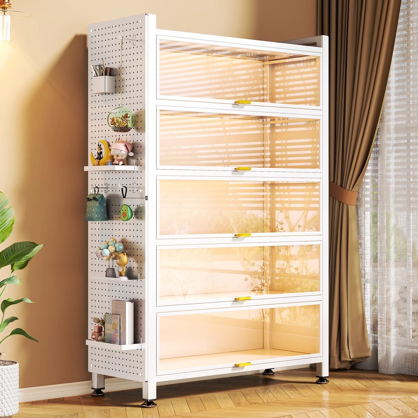 钢制书架透明玻璃带门书柜展示柜防尘手办柜铁皮收纳模型谷子痛柜,智能设备,其他智能配件,淘宝优惠券,粉丝福利购,淘宝优惠卷