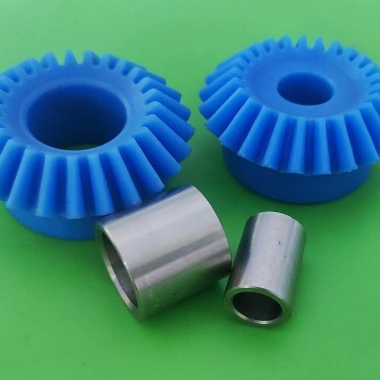 小模数高端传动件2模25齿尼龙塑胶锥伞齿轮内孔不锈钢套防滑耐磨