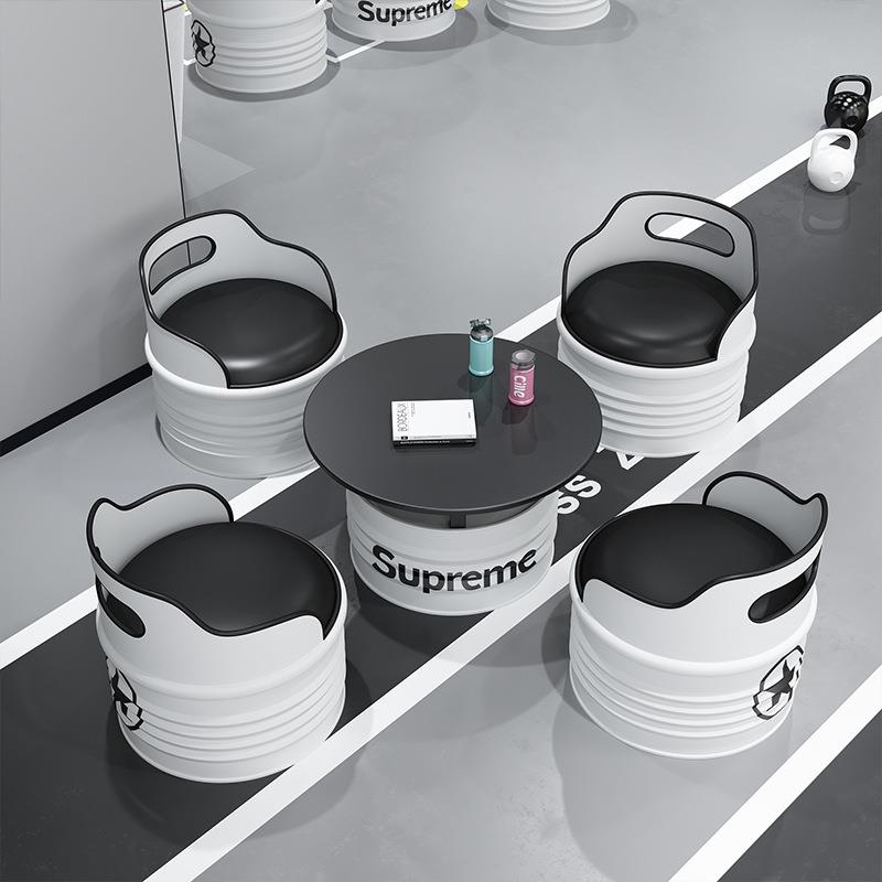 工业风油桶沙发美式餐厅酒吧铁艺餐桌椅组合烧烤店卡座单人沙发