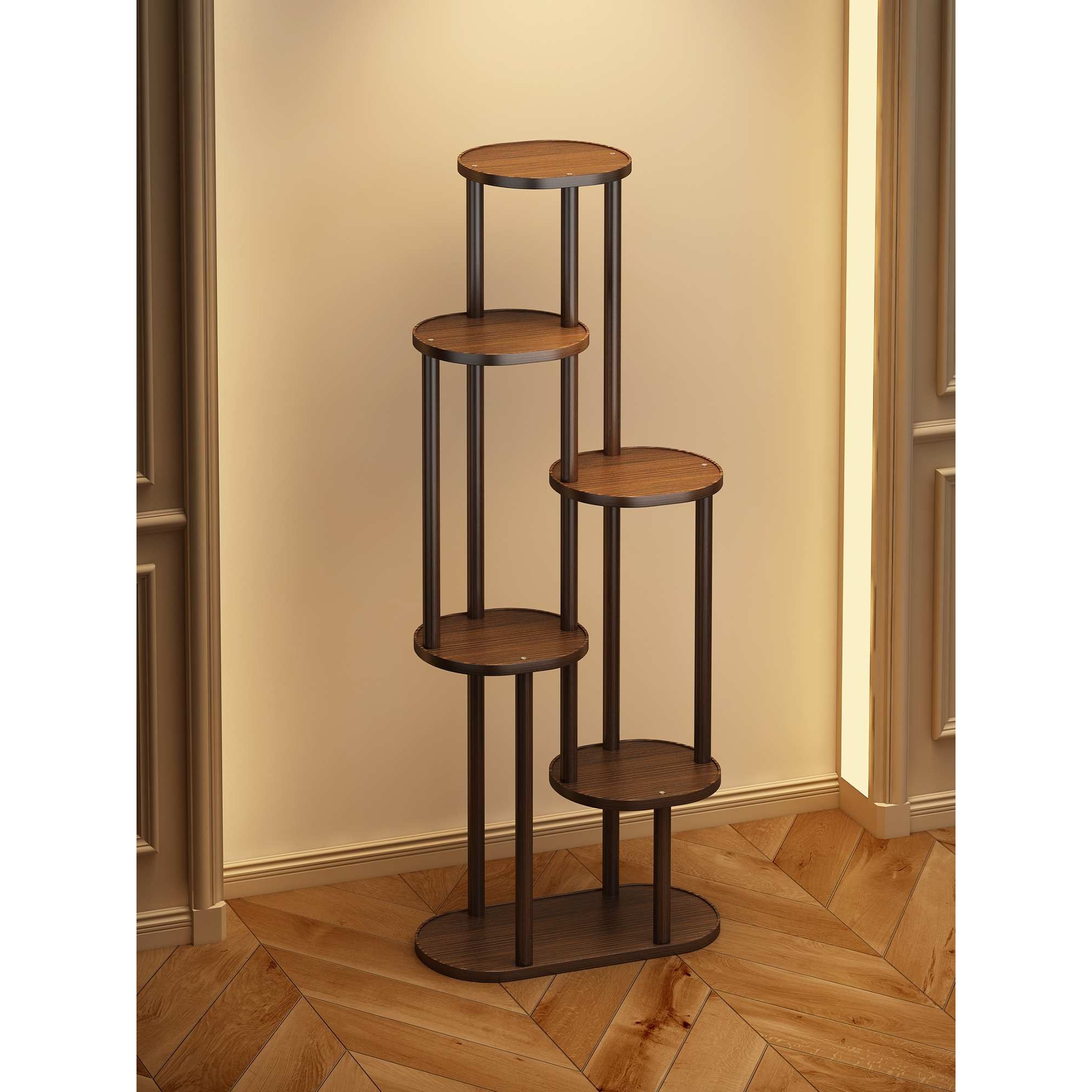 花架子客厅落地式复古博古架阳台实木中式小型置物架绿植展示架