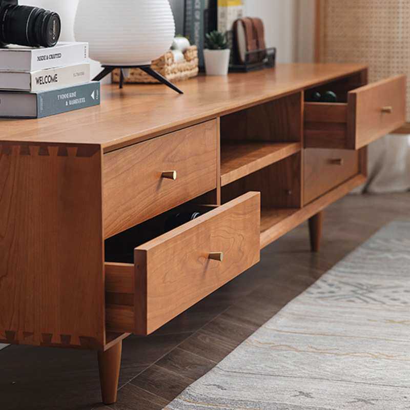 云端视听柜樱桃实木电视柜原木风储物柜中式古典客厅小户型电视柜