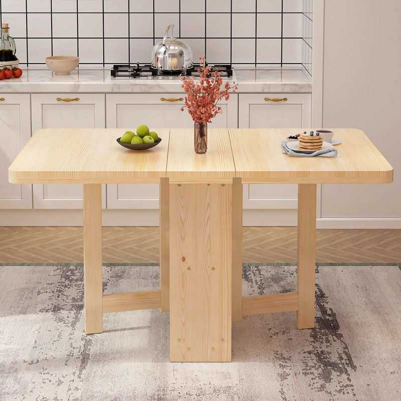 松木折叠餐桌小户型简约现代折叠长方形多功能家具吃饭餐桌