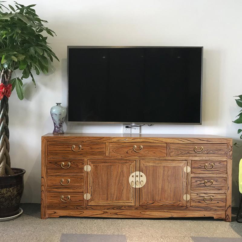 老榆木实木电视柜现代主卧室简约房间储物柜中式客厅餐边柜