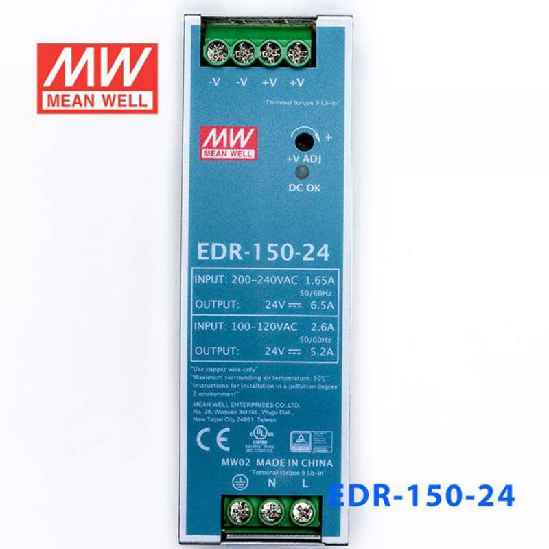 24V轨道电源EDR-150-24v直流可调灯箱led监控橱柜灯明纬开关电源