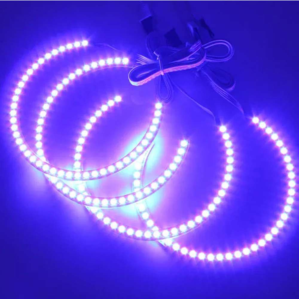 七彩RGB爆闪天使眼灯 5050灯珠 带遥控器 4个131mm RGB 大灯 HID