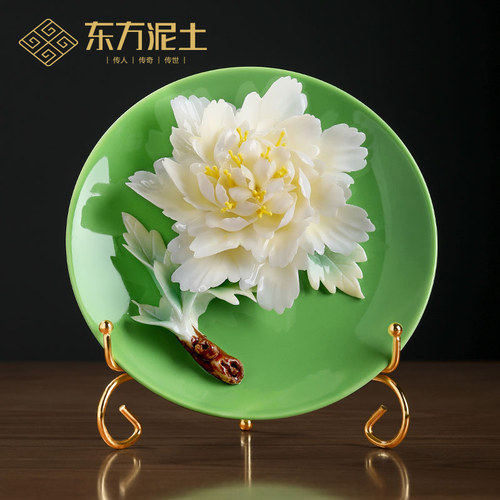 东方泥土富贵新牡丹手工挂盘