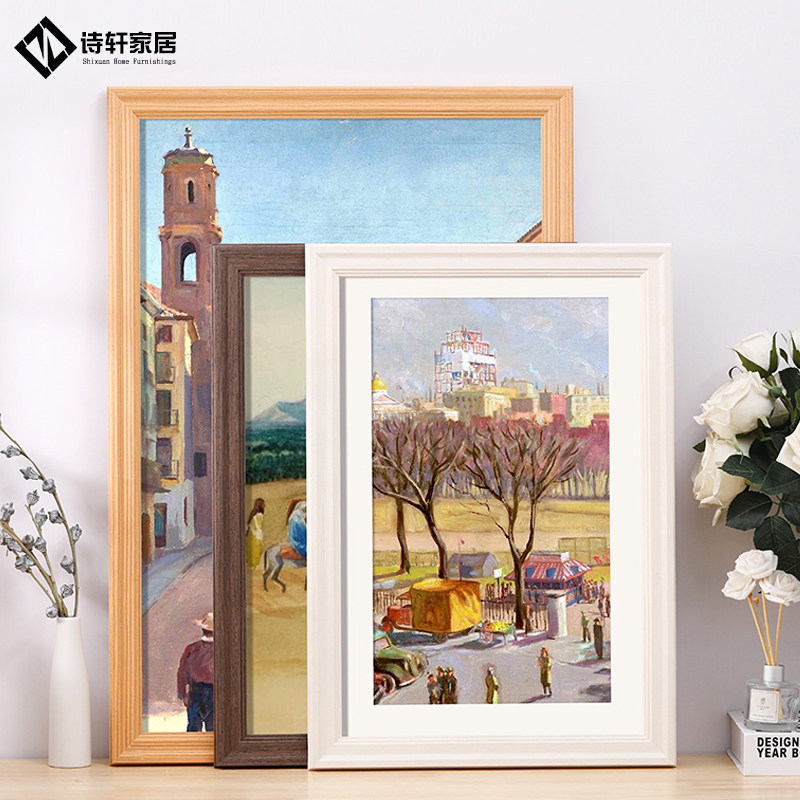 实木画框装裱美术作品水彩相框任意大尺展示挂墙