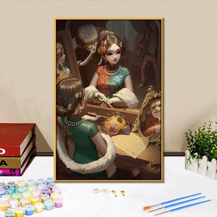 新款 第五人格红蝶美智子di数字油画手绘填涂色油彩画装饰画