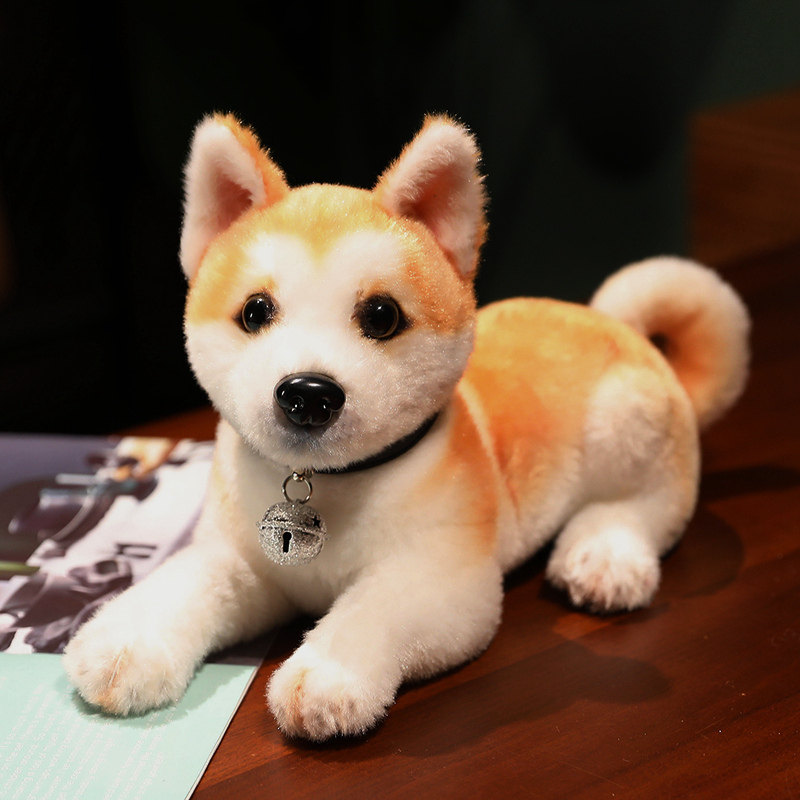 仿真秋田犬狗狗公仔哈士奇毛绒小号二哈玩偶铃铛儿童布娃娃