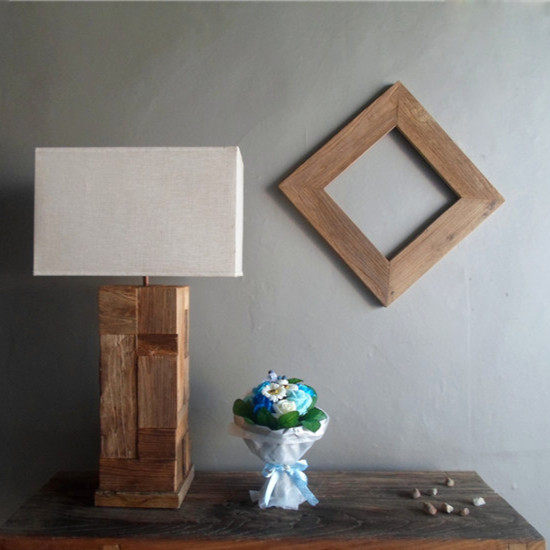 自然布艺复古实木灯民宿客酒店特色咖啡厅装饰工艺台灯