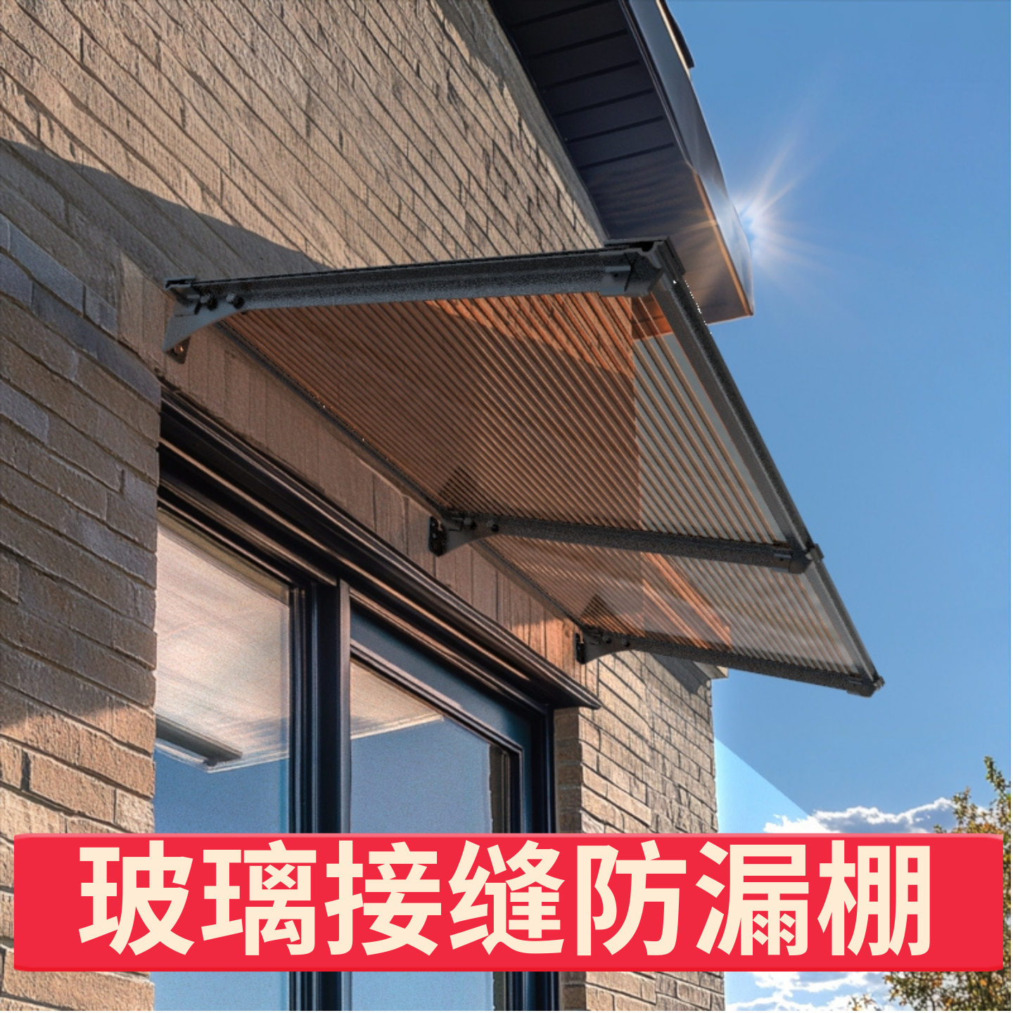 玻璃接缝防漏棚雨棚遮阳棚屋檐家用挡雨板透明户外防雨雨搭窗户