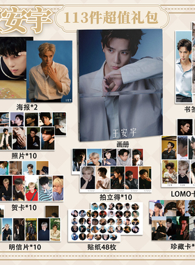 王安宇113件套周边画册海报书签拍立得贴纸明信片LOMO卡片照片