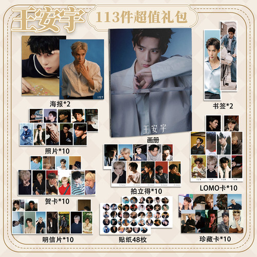 王安宇113件套周边画册海报书签拍立得贴纸明信片LOMO卡片照片