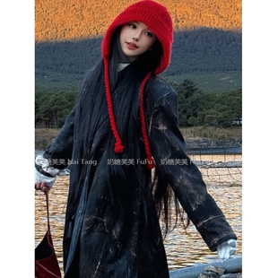 新年帽子红色针织帽子编织帽绑带加厚保暖春夏季新可爱过年配饰女