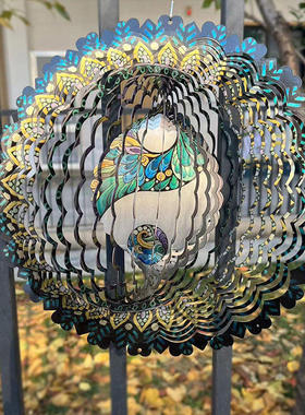 曼陀罗风铃3d神秘之眼可折叠旋转北欧花园挂饰件禅意网红入户风铃