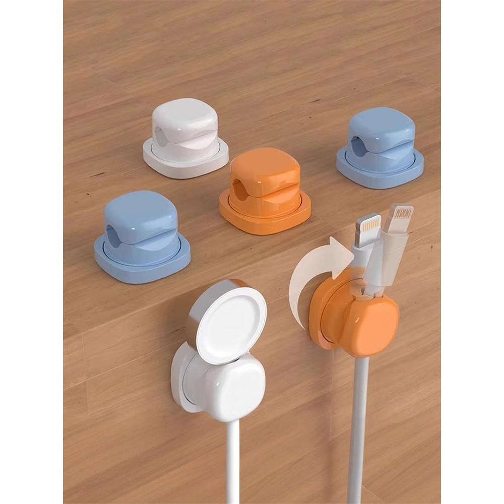 理线器桌面数据线收纳整理集线手机充电线可旋转夹弹簧固定理线器