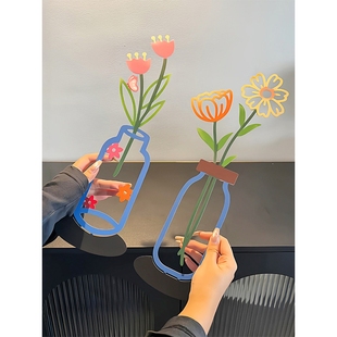 新家的100个快递|2d平面彩印花瓶装饰摆件创意桌面客厅插花ins风