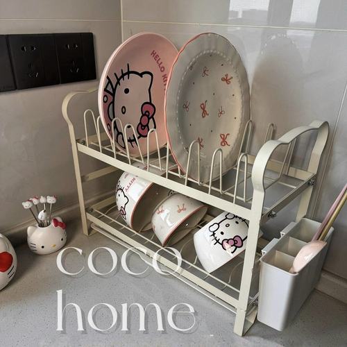 ins奶油风沥水碗碟架厨房台面收纳架家用多功能置物架餐具储物架