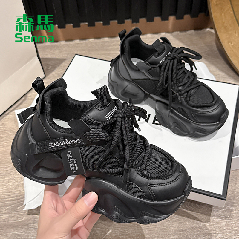 森马黑色老爹鞋女时尚气质女鞋