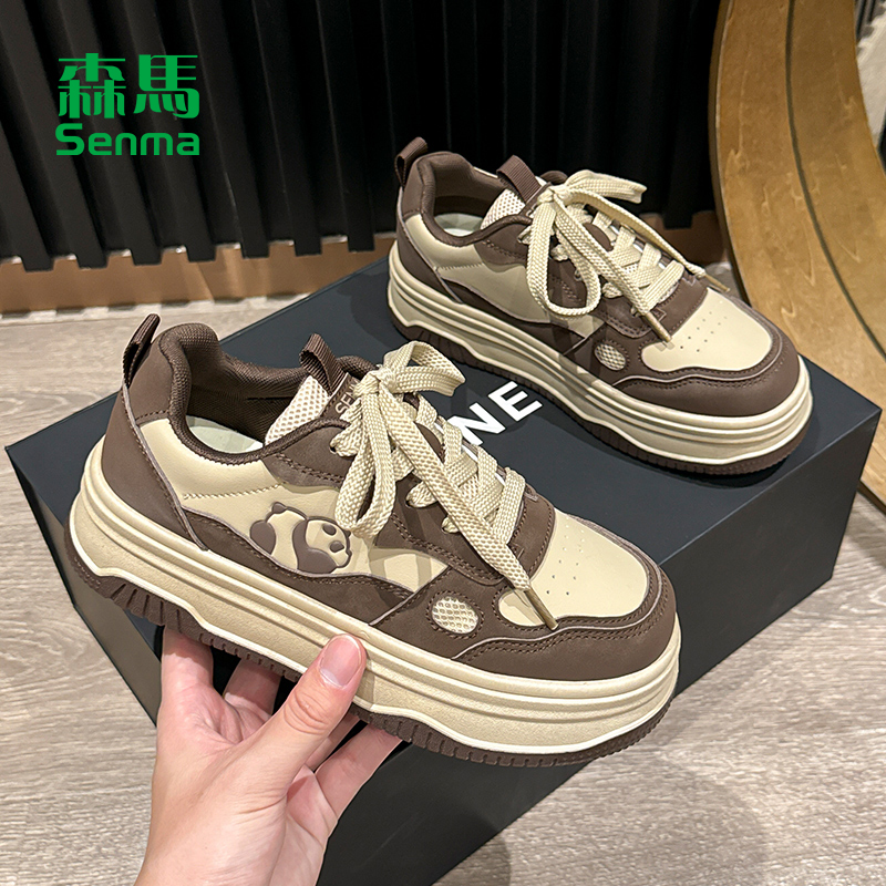 森马厚底增高小熊鞋秋冬板鞋女